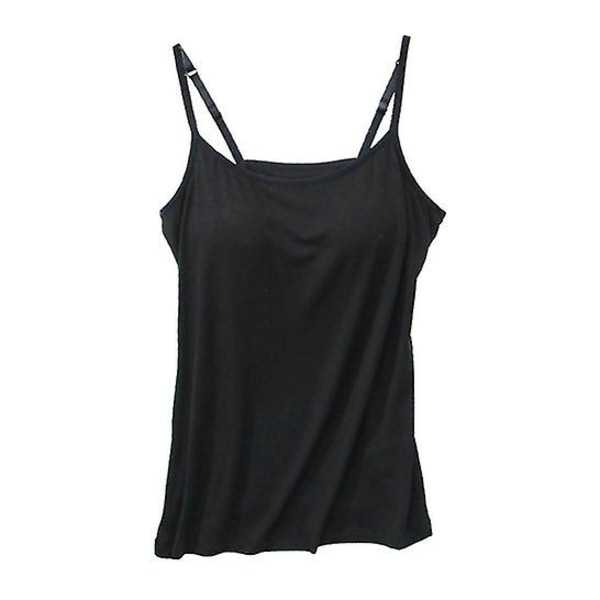 Kvinnors väst tank top med inbyggd bh spaghetti rem vadderad camisole tankar 2XL