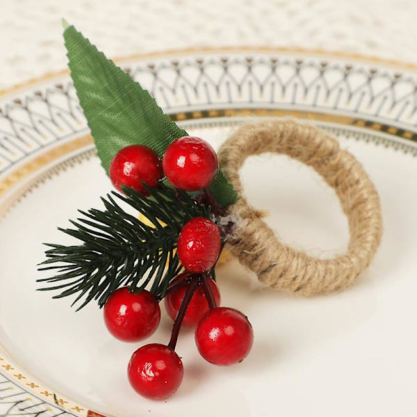 Jule Servietring med Fyrrenåle til Julefrokoster og Festartikler red fruit