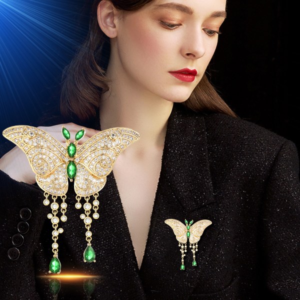 En dusk sommerfugl brosje high-end lett luksus ins high-end dyre corsage anti-tapt nål