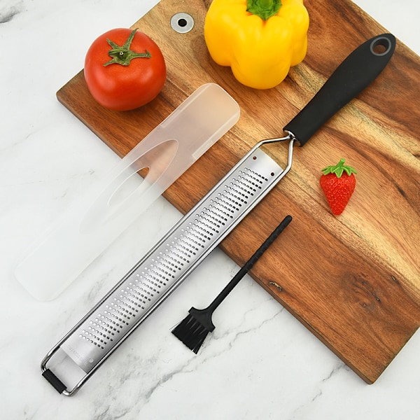 Manuelt Rivejern & Citrus Zester Premium Klassisk Skarpt Rustfrit Stål Zester Rivejern, ideelt til Parmesan, Hård Ost, Ingefær, Chokolade, Muskatnød og T