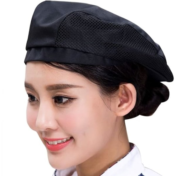 Kokkehatt for voksne, pustende kjøkkenhatt, profesjonell catering-beret i bomull, bakerhatt, hodeskallehatt, restaurant, hotelluniform, arbeidslue, unisex