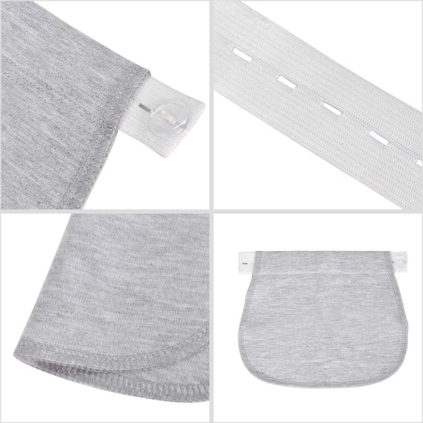 2 st Svart+Grå Gravidbyxor Extender Justerbar Elastisk Midjeband Gravidbälte Extender Elastisk Gravidbyxor Extender för Gravid Kvinna
