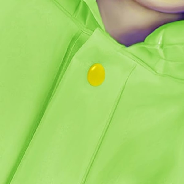 Unisex barn søt grønn frosk regnfrakk (passer for høyde 120-130cm), 3D kreativ hette poncho for gutter og jenter vanntett svøpesett PVC
