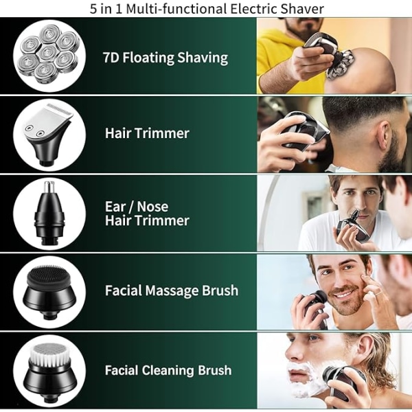 Herre shaver 7D vinrød, herre shaver elektrisk shaver herre trådløs genopladelig vandtæt våd tør dual-use, fem i en roterende shaver trim k