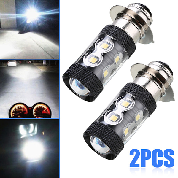 Super Bright P15D H6M LED Motorsykkel Lyspære Fjern-/Nærlys 360° Hvitt Lys 6500K 12V Plug and Play - 2 stk H504