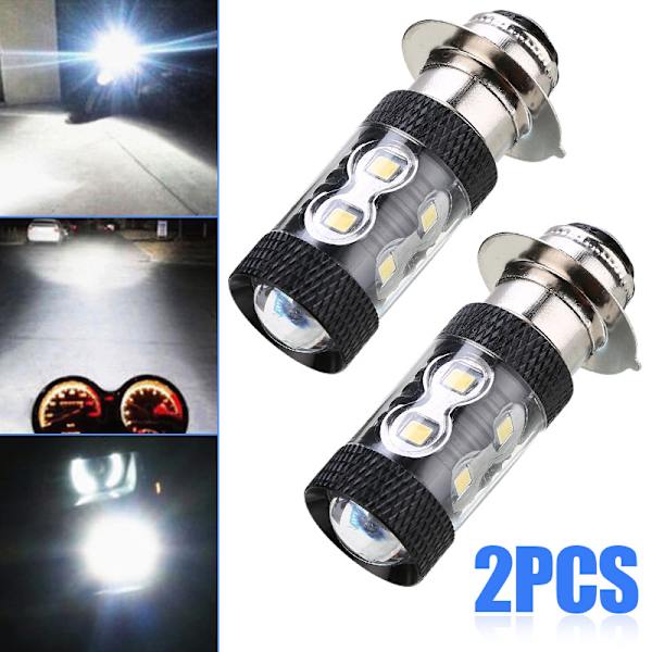 Superljus P15D H6M LED-motorcykelstrålkastare Hög/lågstråle 360° Vitt sken 6500K 12V Plug and Play-2PCS H504