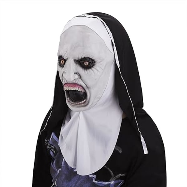 Läskig Nunna Latexmask Halloween Party Stad Nunna Mask Cosplay Kostym Helhuvud Läskig Mask Häxmask Zombie Ond Utklädnad