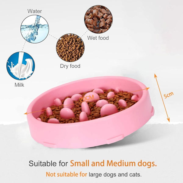Pink Slow Feeding Skål til Hunde, Slow Feeding Skål, Anti Gluttony Skål til Hunde Katte, Fremmer Sund Spisning og Langsom Fordøjelse