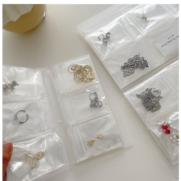 Transparent Smyckesförvaring Bok Rutnät Anti Oxidation Smyckesförvaring Organiser Väska 3 grids
