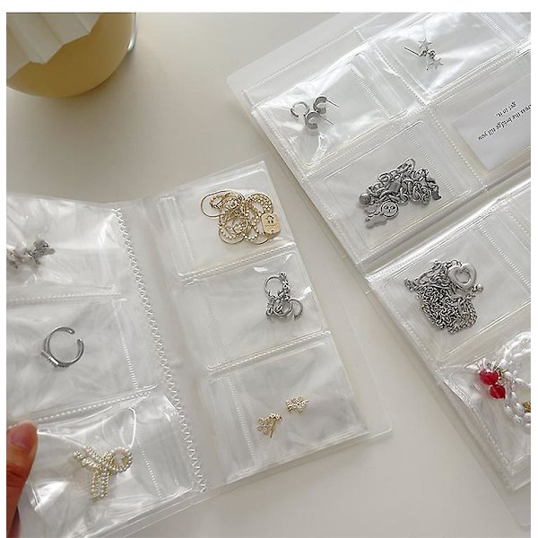 Transparent Smyckesförvaring Bok Rutnät Anti Oxidation Smyckesförvaring Organizer Väska 4 squares