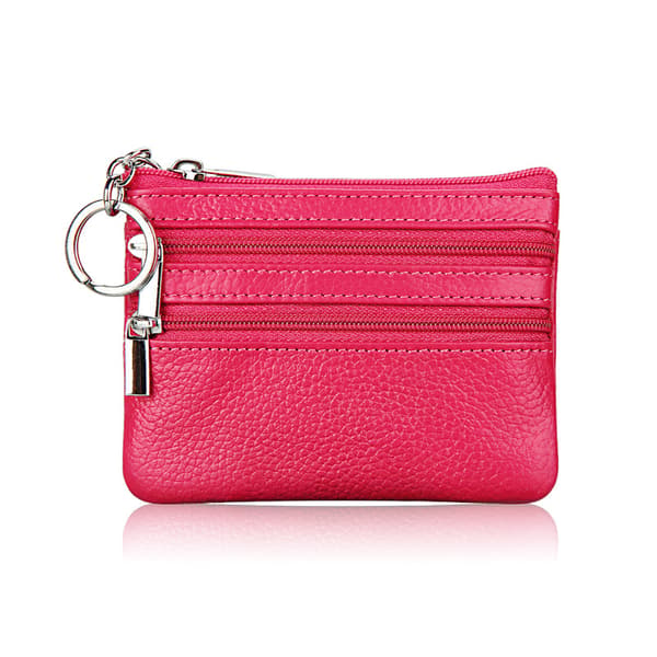 Dam läderplånbok med nyckelring, rosa, one size, handväska