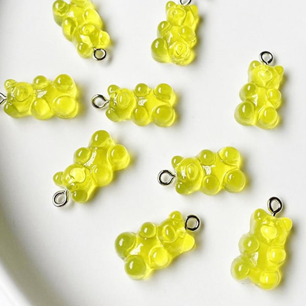 Candy Bear Øreringe Tukcherry Resin Bjørn Drop Farverige Tegneserie Dingle Drop Til Kvinder Yellow