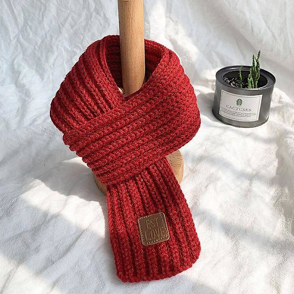 Barn Vinter Varma Halsduk Termisk Stickad Småbarn För 4-12 År Gammal Wine red