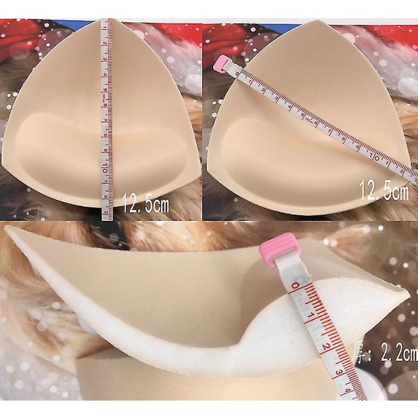 3 par triangulära BH-kuddar Insatsförstoring för sport-bh eller bikini, andningsbara underkläder svampbröstskydd L