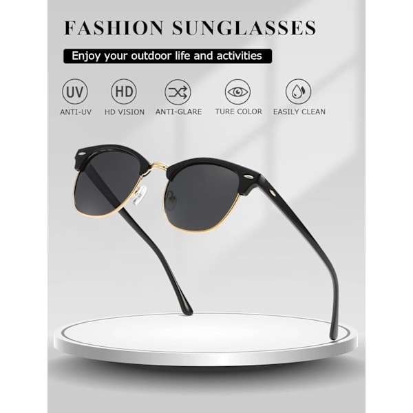 Vintage Polariserede Sol Unisex Retro Halv-Rammeløse