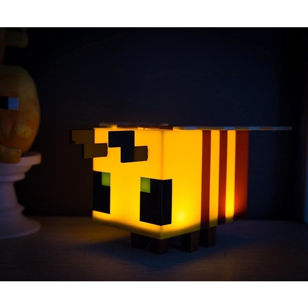 Minecraft Yellow Bee Figural LED-stämningsljus | Sängbordslampa för skrivbord | Heminredningstillbehör och rumsnödigheter | Officiell videospelssamling