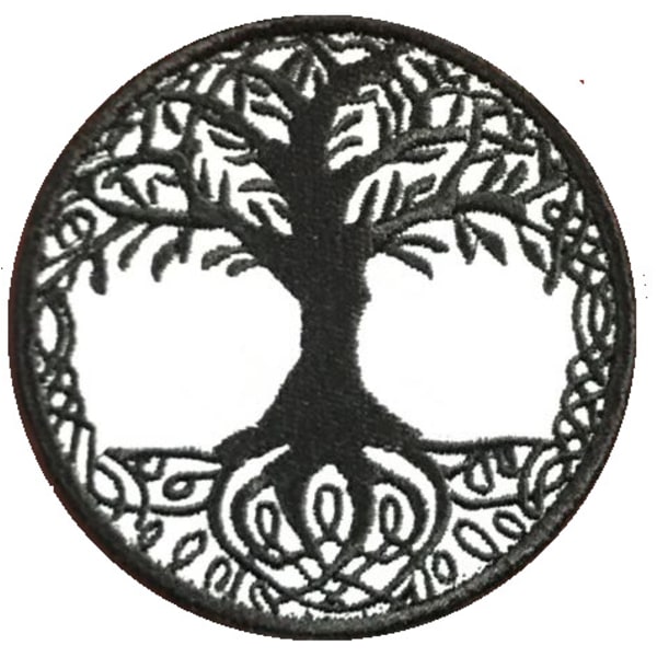 2 stycken Tree of Life patchbroderi (svart och vitt) badge krok och ögla badge patch ryggsäck hatt jacka väst ficka hundrem