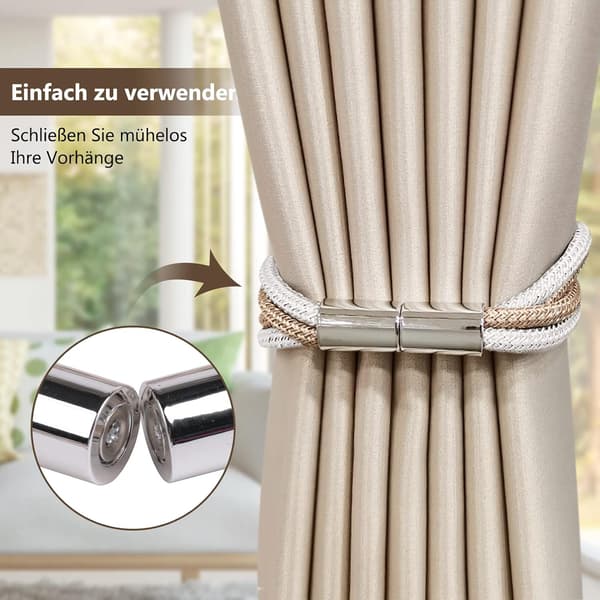 Magnetisk gardinbinding, gardinspænder, gardinholdere, elegant perlebesat snoretrækspænde til møbelpolstring