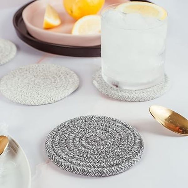 Harmaat imukykyiset lasinaluset juomille, 6 kpl | Rustiikkiset lasinaluset puupöydälle | Maalaistalon lasinaluset sohvapöydälle | Söpöt lasinaluset työpöydälle | Boho