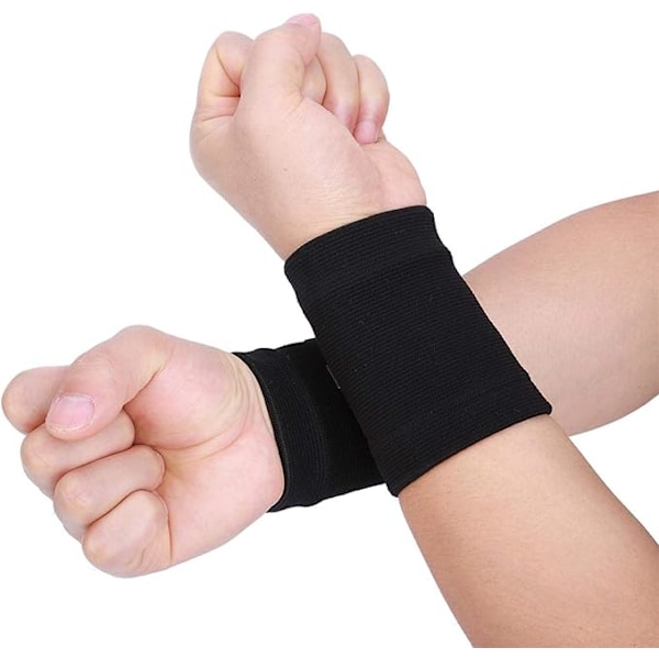 1 par träningshandledsskydd, svart polyesterfiber utomhussporter superelastisk flexibel stickning handledssmärta lindring handledsskyddsskena stöd
