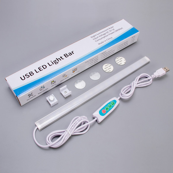 2 stk. LED-stripe for kjøkken eller verksted, dimbar skaplampe i 3 varme/kalde/naturlige farger, LED-lys med kontakt, 8 * 308 * 17,5 mm