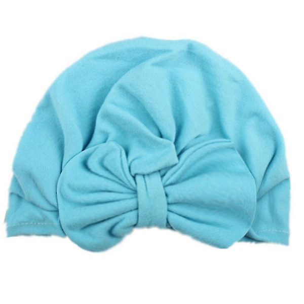 Nyfödd baby turban knut huvud wrap bekväm pojkar flickor mössa hatt keps Blue