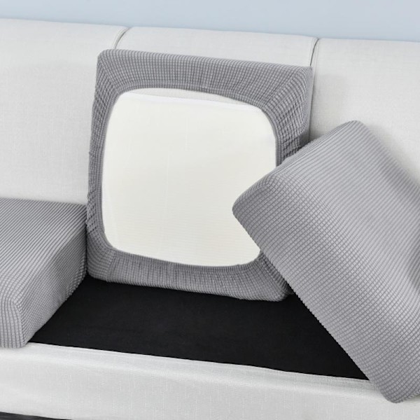 Grå Hög Elastisk Soffa Säte Överdrag Vardagsrum Soffa Säte Överdrag Mjuk Halkskydd Möbel Överdrag med Elastisk Botten