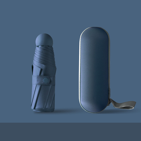 6 Ribber Foldbar Lomme Paraply - Vindtæt Mini Paraply - med Kapselpose, UV Beskyttelse til Mænd, Kvinder og Børn Haze Blue S
