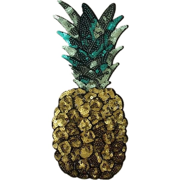 1 paket stora ananas påstrykningslappar, fruktpaljetter broderade applikationer, sy på applikationer för set dekorationer Ryggsäcksdekoration