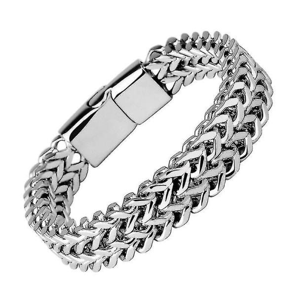 Højkvalitets rustfrit stål flettet armbånd bangle mænd hip hop party rock smykker 21cm
