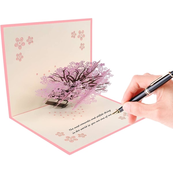 3D-kortti, 3D Pop-Up -onnittelukortti, Ystävänpäiväkortti, Hääpäiväkortti, 3D-hääkortti kirjekuorella, romanttinen Sakura-kortti syntymäpäiväksi