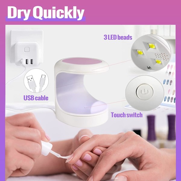 Mini nageltorkare, UV LED nageltorkare - Mini UV nageltorkare för gel - Nageltorkare - Bärbar UV nageltorkare - Snabbtorkande - Lämplig för nagelsalonger, hem och