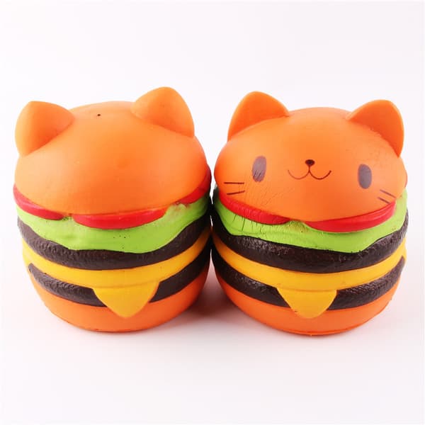 Sød kawaii blød imiteret hamburger, hoppelegetøj, stress- og angstlindrende pynt til børn og voksne