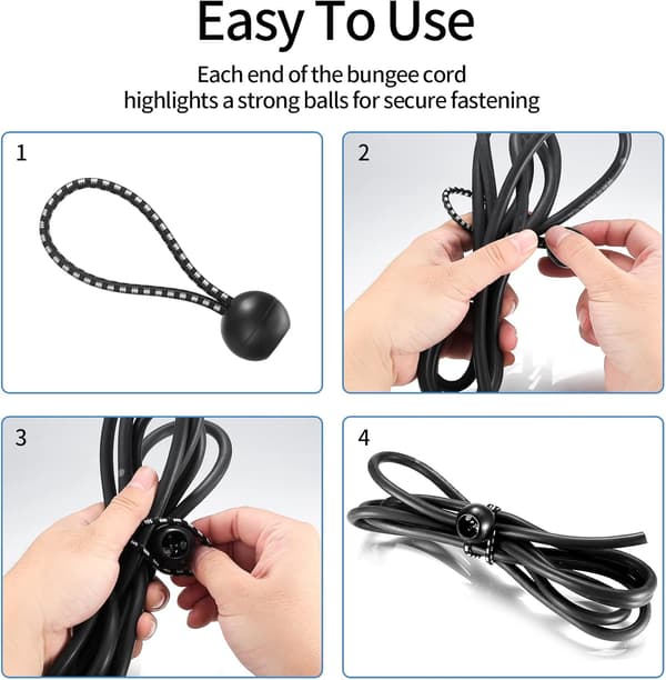 30 elastiske snore med kugler, vandtætte elastiske kugler, multifunktionelle elastiske bindestropper til udendørs vandreture og campingtilbehør