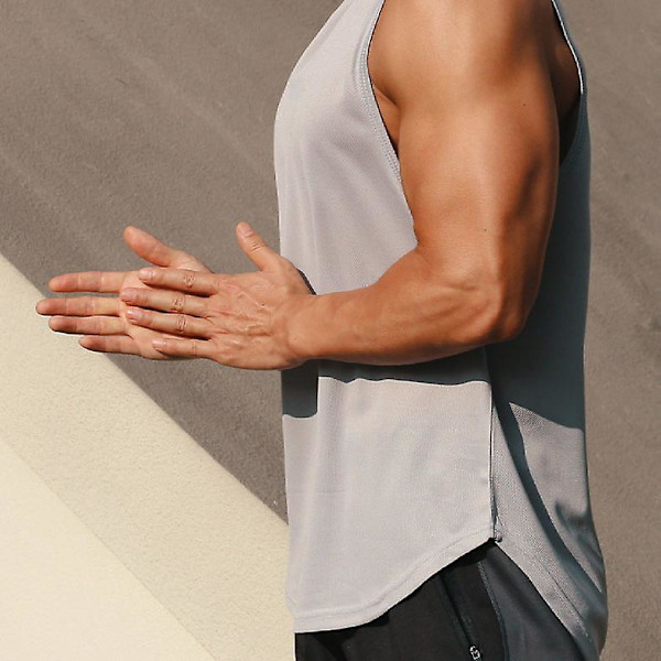 Herr Tank Top Ärmlös T-shirt Väst Toppar Snabbtorkande Svettbeständig Sport Undershirt För Löpning Fitness Gym Grey XXXL