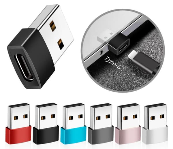 Pakke med 5 Sorte USB C Hun til USB Han Adapter, Hurtig Opladning og Dataoverførsel, Adapter til iPhone 12/13