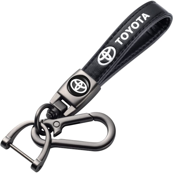 Læder Bil Nøgle Vedhæng Bil Nøglering med Logo, Tilbehør/Erstatning for Bil Nøgle Vedhæng, Kompatibel med Toyota Corolla Avalon Camry, Sort