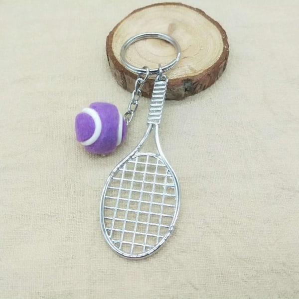 2 st Tennisracket Nyckelring, Kreativ Metall Nyckelring Sport Nyckelring Tennisboll Nyckelring Purple