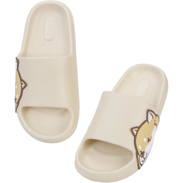 Vita dam- och herrtofflor för strand, sommar, sandaler, mjuka barnskor, badrum, pool, dusch, halkfria tofflor, flip-flops för inomhus- och utomhusbruk 39