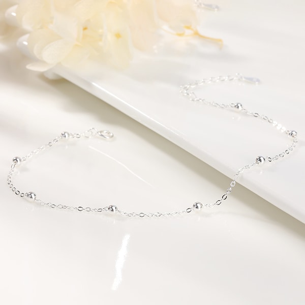 <p>Smycken - 925 Silver Chain - Klassisk Mesh Anklet - Justerbar&nbsp; - Lätt att justera</p>