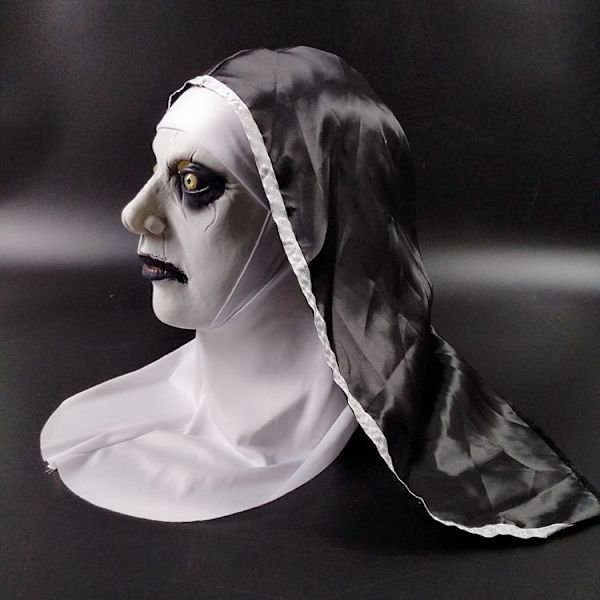 Läskig Halloween Nunna Mask Helhuvud Krypande Latex Djävulshjälm Realistisk Huvudbonad för Cosplay Festrekvisita