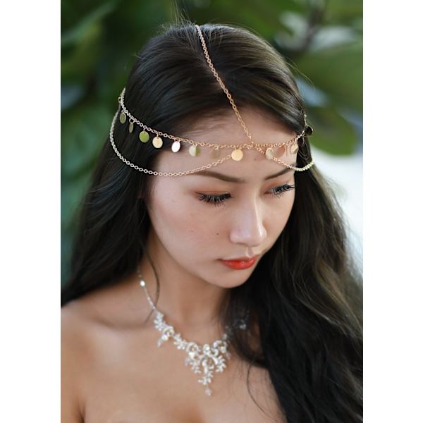 Bohemiskt guldhårband för kvinnor, brudhårband, bröllopshårprydnad, hårsmycken, accessoarer för brudar och flickor