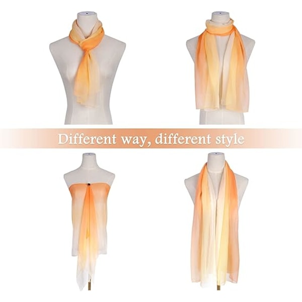 Myk Gradient Farge Dame Skjerf 175 * 75cm | (Oransje) - Dame Skjerf Lett, Skjerf Myk Lett Sjal Mote Elegant Dame Skjerf Gave