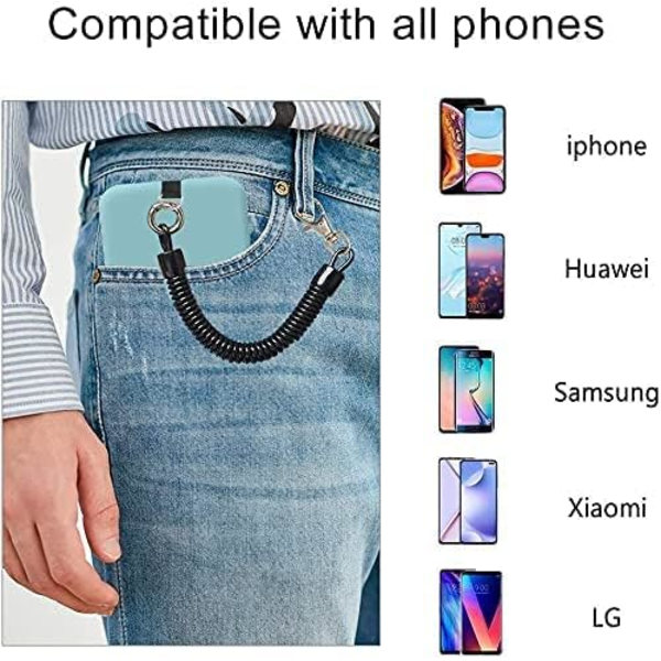 Telefonfjäderrem (Transparent 2st), Universell Stöldskydd Anti-förlust Elastisk Fästrem Handledsrem Patch Kompatibel med de flesta Smartphones