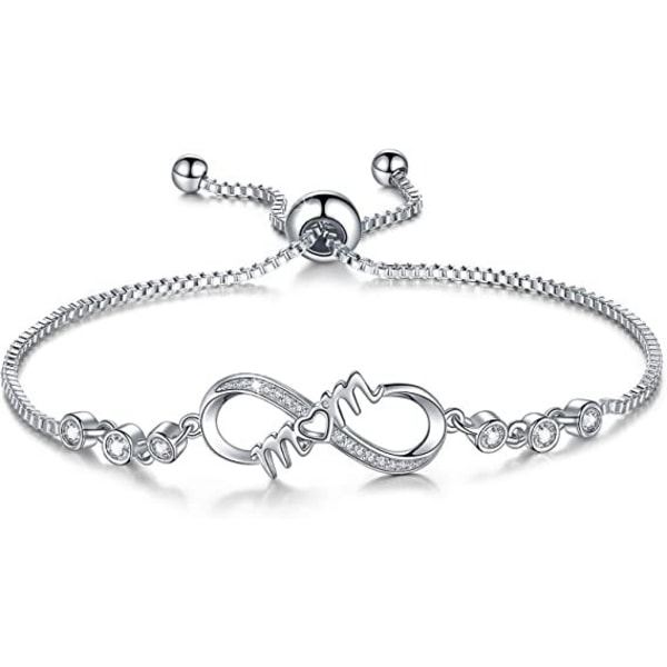 Ett silverarmband för damer, damarmband kristall sliderarmband, justerbart armband infinityarmband, presenter till mamma, presenter till kvinnor, presenter till mor