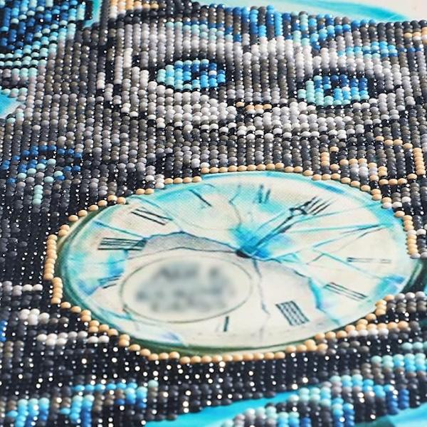 DIY 5d Diamantmålning efter nummer Kit (30*40cm, Klockkatt), Diamantmålning, Diamantbroderi Katt, Strassbroderi Korsstygnskonst Canvas