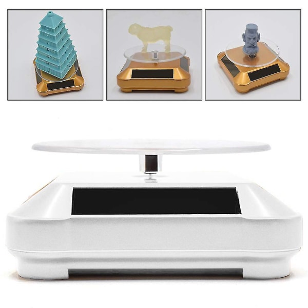 Solcellsdisplayställ Turntable, Batteridriven Dubbelanvänd Rotationsdisplay Silver