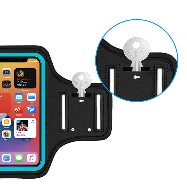 Sportsarmbånd med glidelåslomme for Airpods bilnøkler (Svart), iPhone 14/14 Pro Max/13/13 Pro/12 Pro Max/11 Pro/XR/XS løpearmbånd for 6,8 tommer Sm
