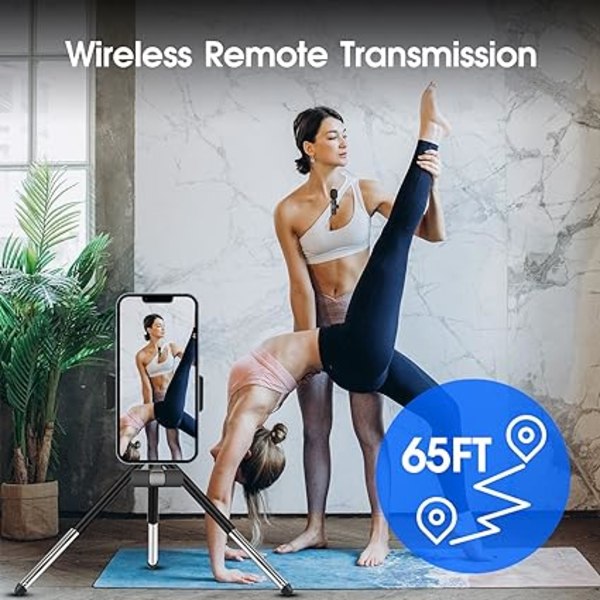 2-pack Trådlös Lavalier Mikrofon för iPhone iPad, Slagmikrofoner Plug-Play 2.4G Ultralåg Fördröjning Inbyggt Brusreduceringschip 8H Arbetstid för Video