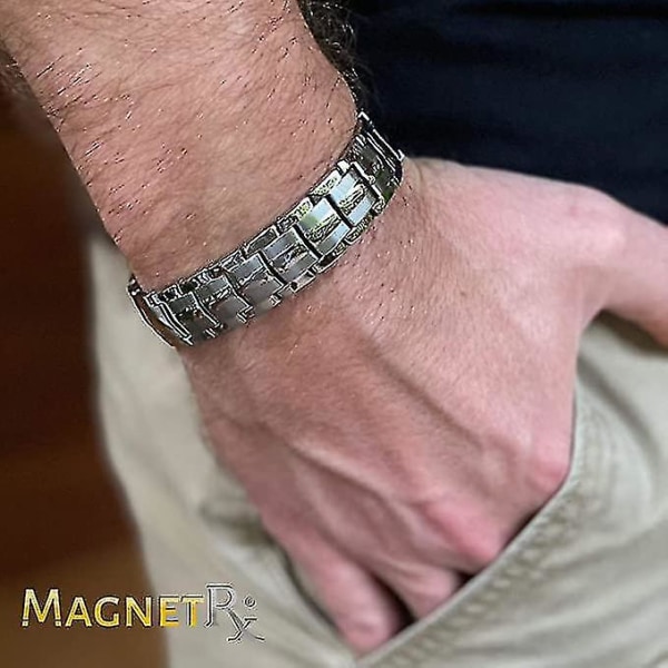 Erittäin vahva magneettiterapiarannekoru - Niveltulehduksen kivunlievitys ja rannekanavaoireyhtymän magneettirannekorut miehille Black